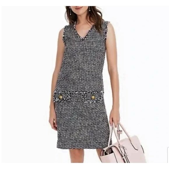 J. Crew Dresses & Skirts - J. Crew Black and White Tweed Sleeveless Shift Dress